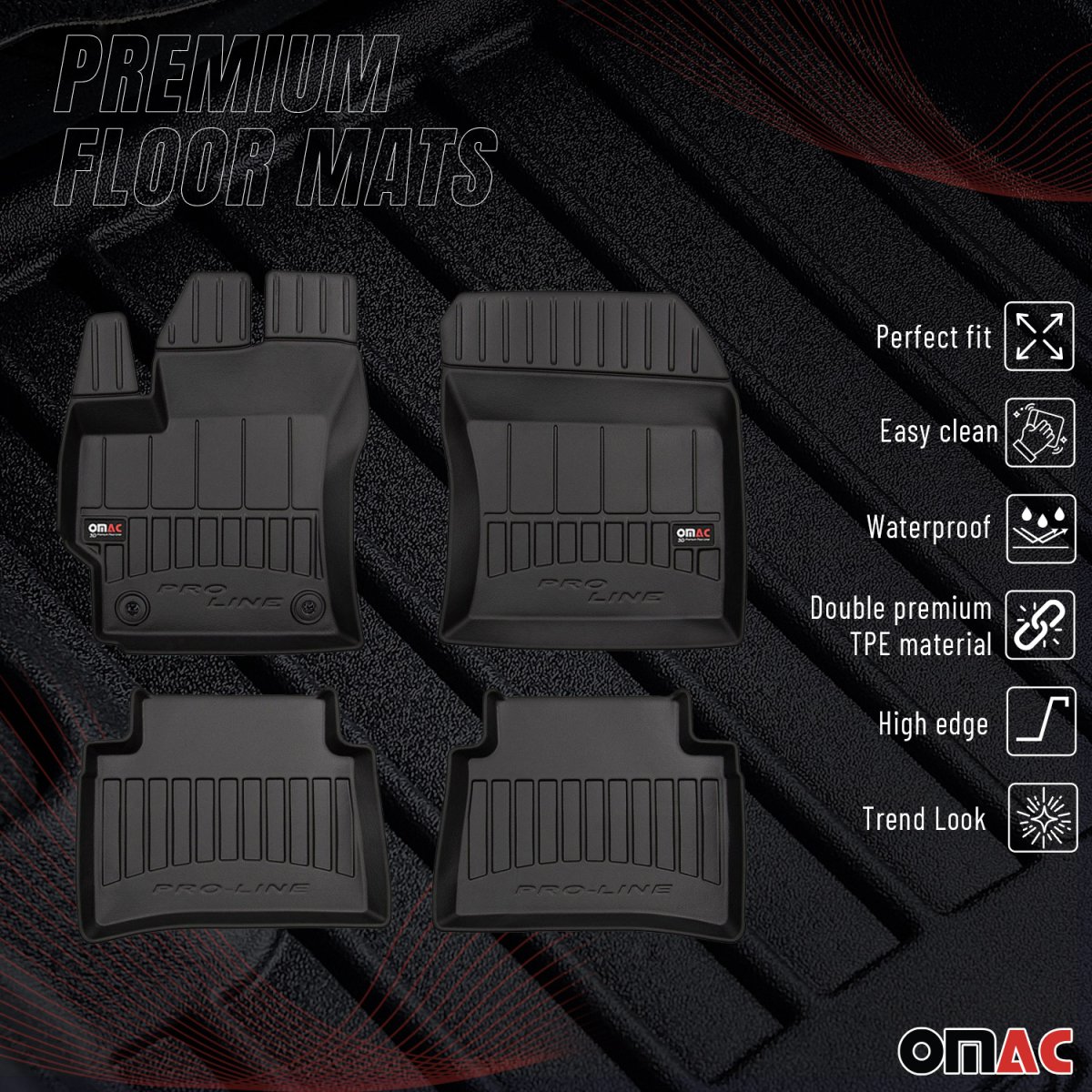 Suzuki Swace Floor Mat - Omac - Proline Premium TPE 4 Pcs - Black - 2020